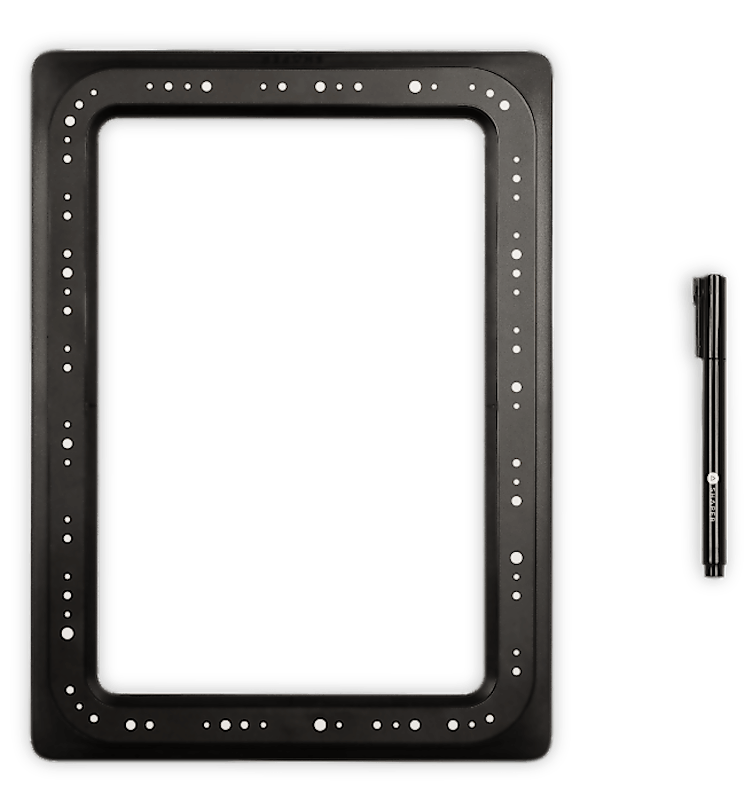 The Shaper Trace frame and pen.The Shaper TRACE tool, and pen. This simple device is placed over your drawing, and a phone camera converts it into vectors. Shaper%20TRACE%20tool
