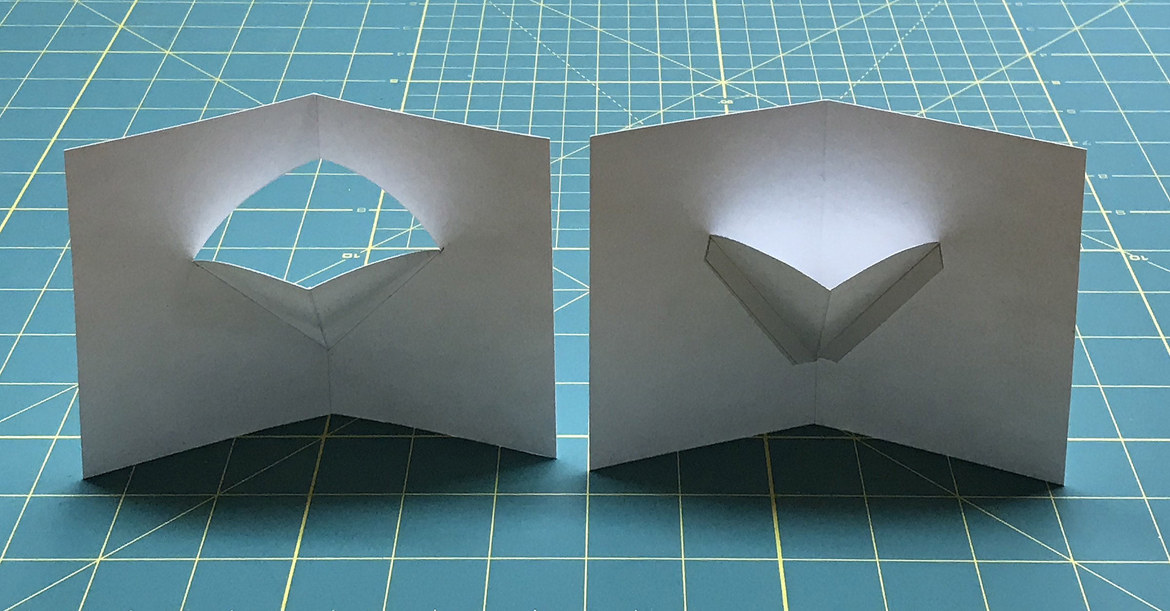 Negative space and reflected light distinguish the differences in the two techniques. cut-and-fold-2