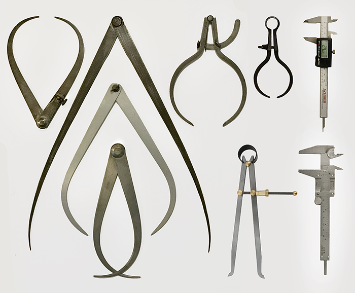 Calipers differ from compasses and dividers because they are used to measure or compare the widths and openings of existing objects without markng. Calipers