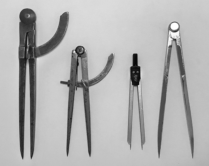 Dividers are used to demarcate repeating lengths, scribe arcs directly onto diverse materials such as metal or clay, and can be used to make precisely spaced indentations. Dividers