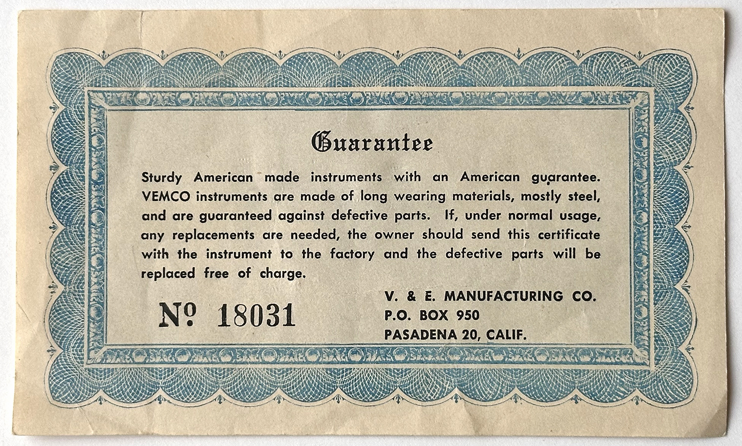 An original version of the Guarantee. original-guarantee