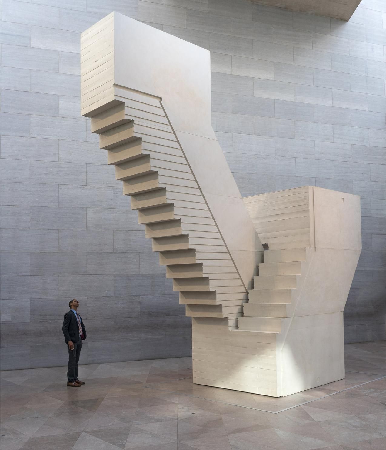 UNTITLED (STAIRS) by Rachel Whiteread, 2021. Concrete. English artist. Photo credit, unknown. rachel-whiteread-untitled-stairs-2001
