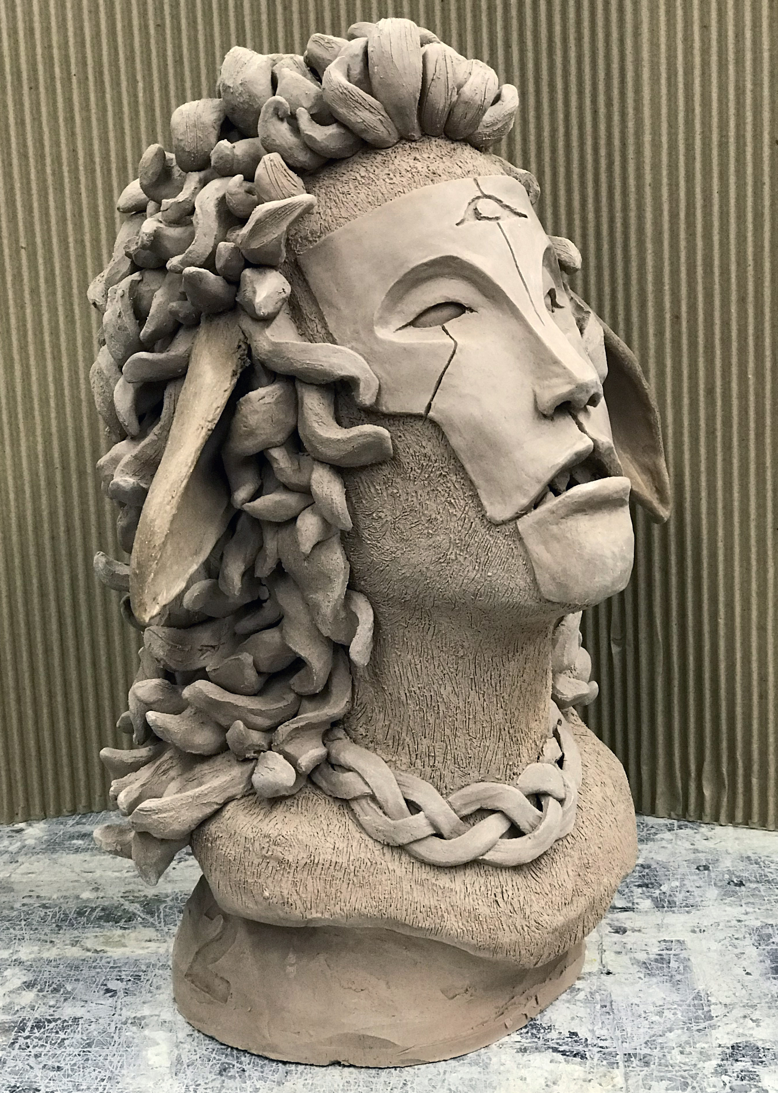 Jordan Blandino, Fall 2019. Fantasy creature from student's imagination. bust-3