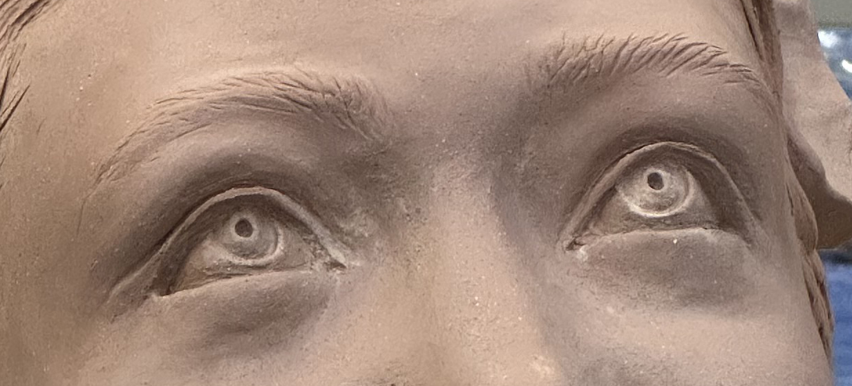 Melissa Williams sculpted her daughter looking up. Spring 2024. eye-detail-5